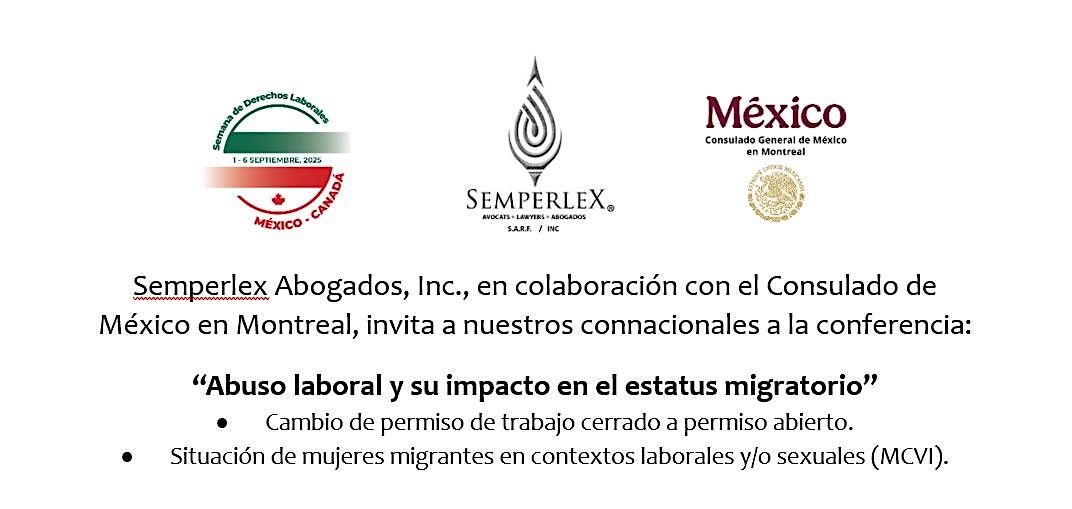 Abuso laboral y su impacto en el estatus migratorio, 2 September | Event in Montréal | AllEvents