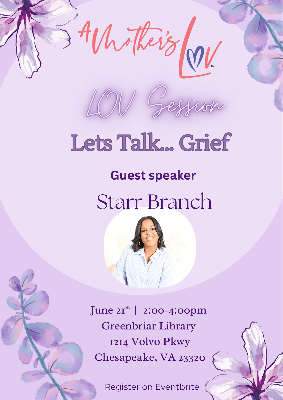 LOV Session : Let’s Talk… Grief, 21 June | Event in Chesapeake | AllEvents