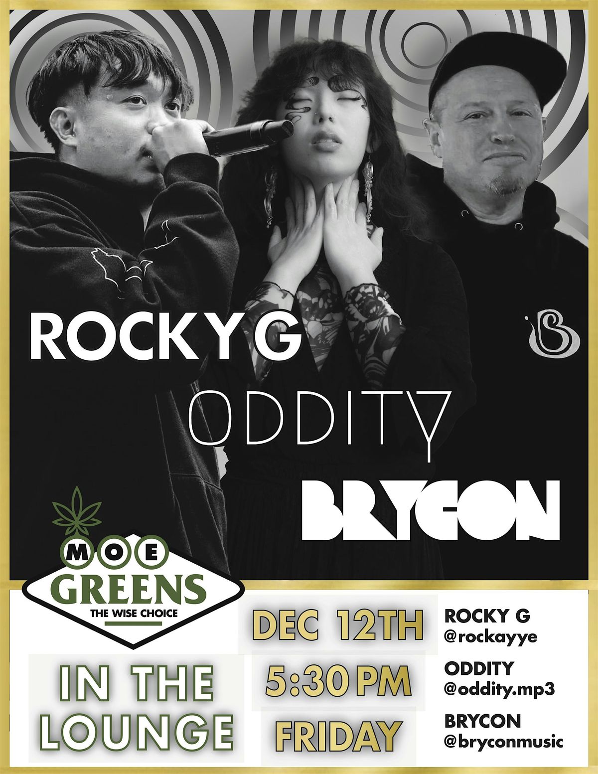 Rocky G., Oddity & Brycon Live! At Moe Greens, 12 December | Event in San Francisco | AllEvents