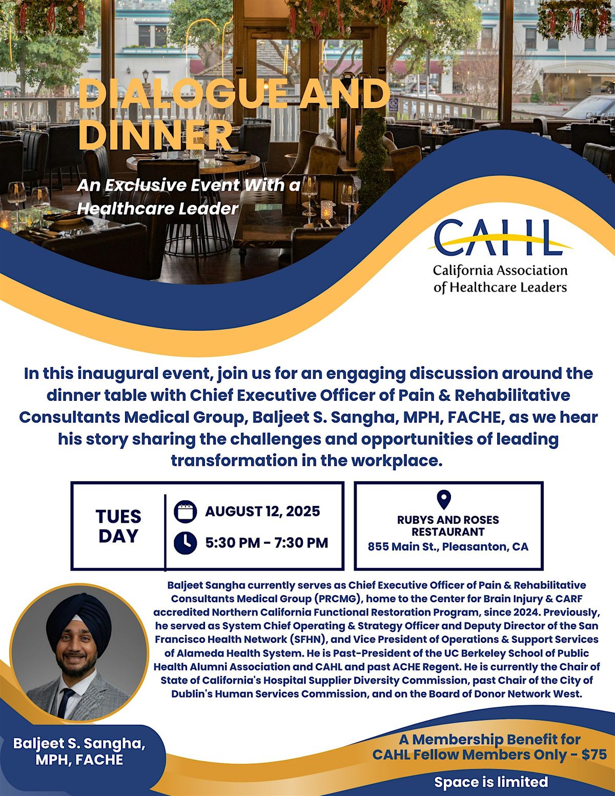 Dialogue and Dinner for Fellows, 12 August | Event in Pleasanton | AllEvents