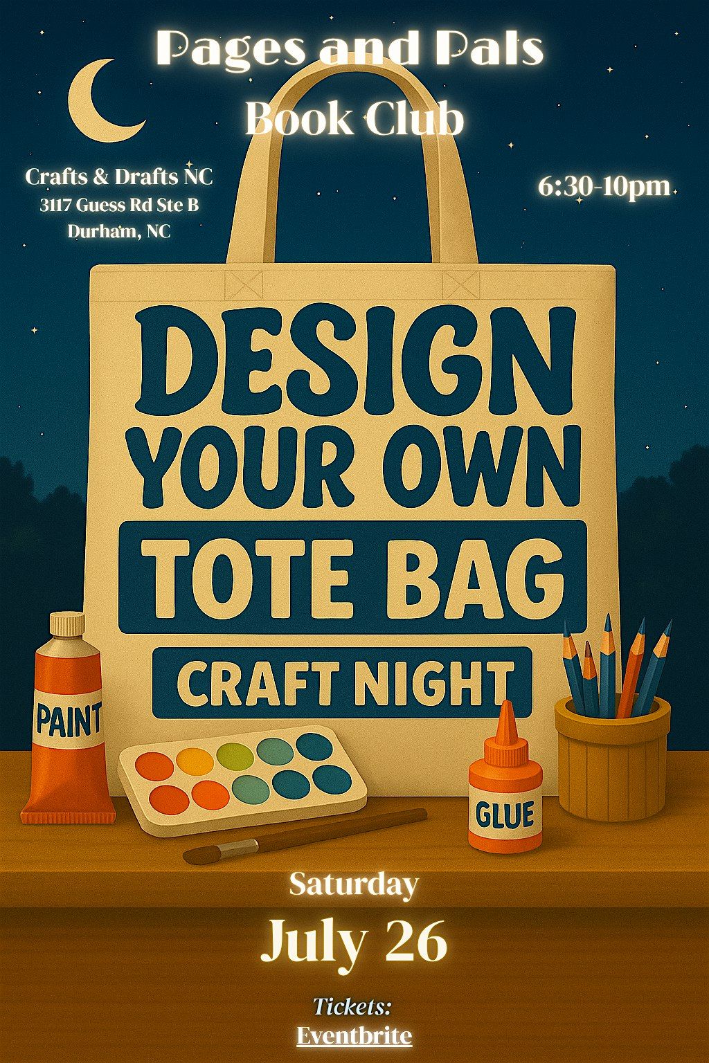 Design Your Own Tote Bag | Craft Night Hosted by Pages&Pals, 26 July | Event in Durham | AllEvents