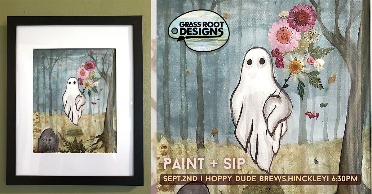 Framed Ghost with Pressed Flowers | Paint + Sip at Hoppy Dude Brews, 2 September | Event in Hinckley | AllEvents