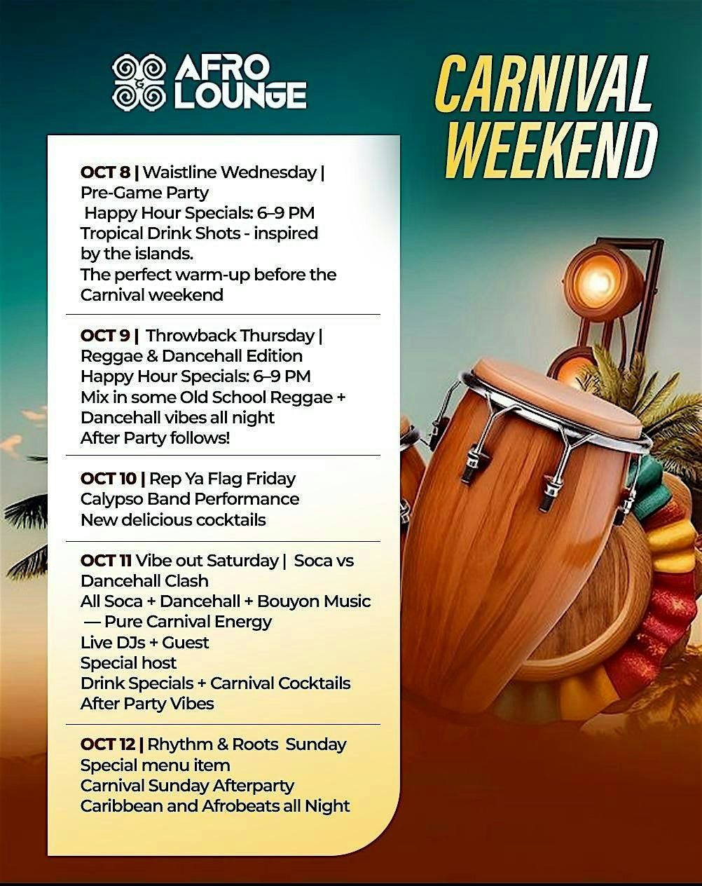 Miami Carnival Events at Afro Lounge | Event in Hollywood | AllEvents
