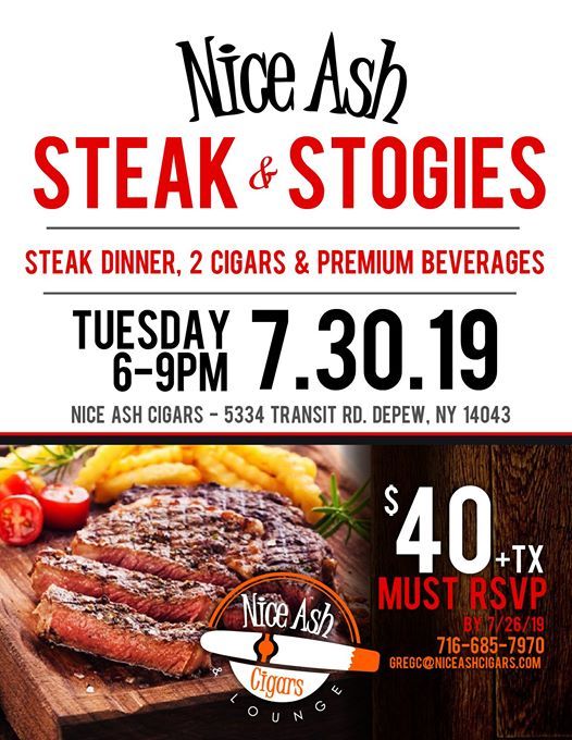 Steak & Stogies at Nice Ash, Nice Ash Cigars & Lounge, Depew, July 30