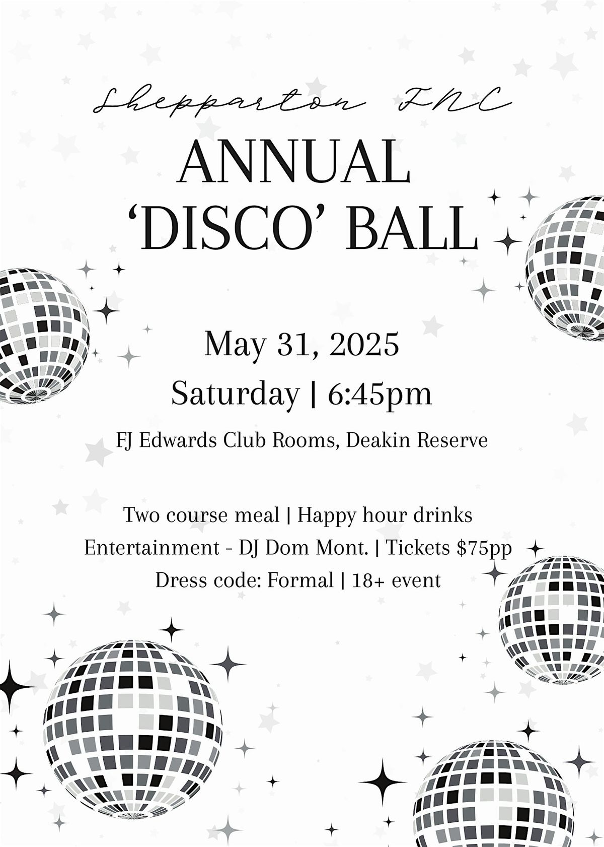 SFNC Annual 'Disco' Ball, 31 May | Event in Shepparton | AllEvents