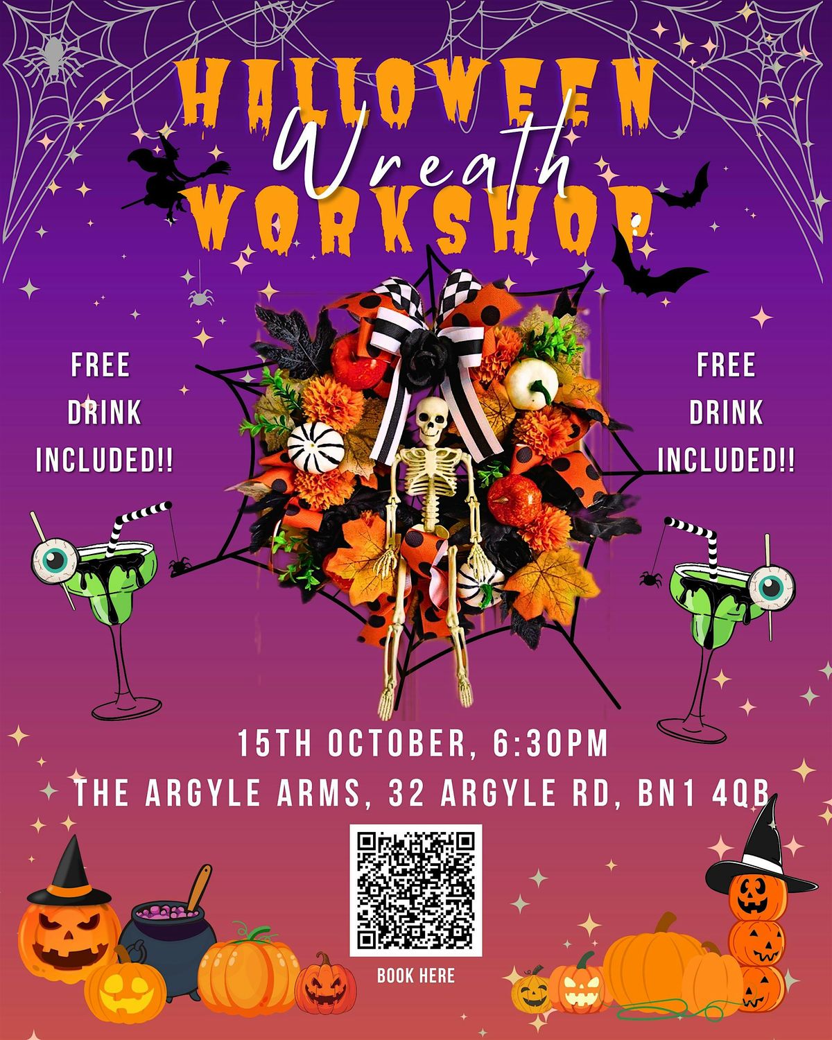 Halloween Wreath Workshop (FREE drink included!), 15 October | Event in Brighton and Hove | AllEvents