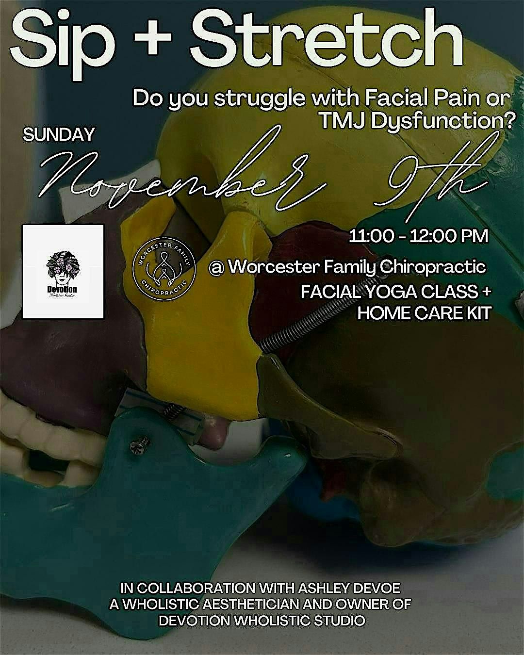Sip + Streth: Facial Yoga, 9 November | Event in Worcester | AllEvents