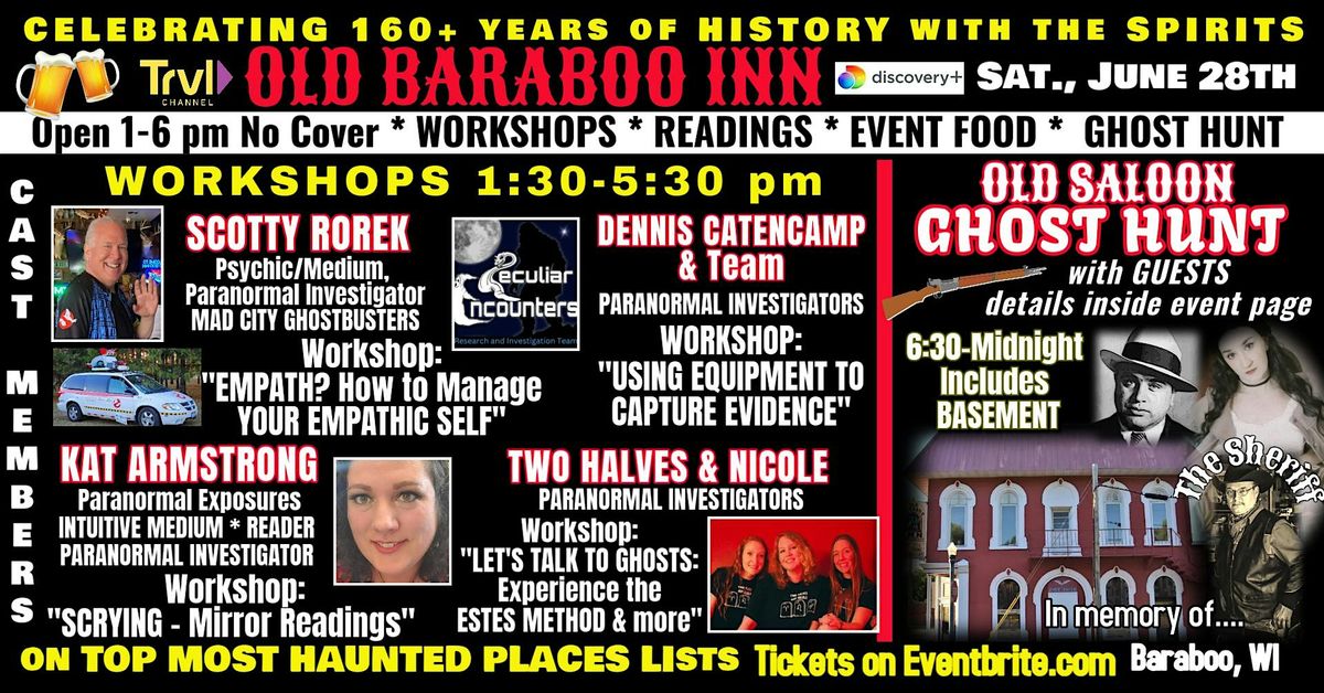 SPOOKY OLD SALOON Celebration! Workshops, Readings, GHOST HUNT & Guests!, 28 June | Event in Baraboo | AllEvents