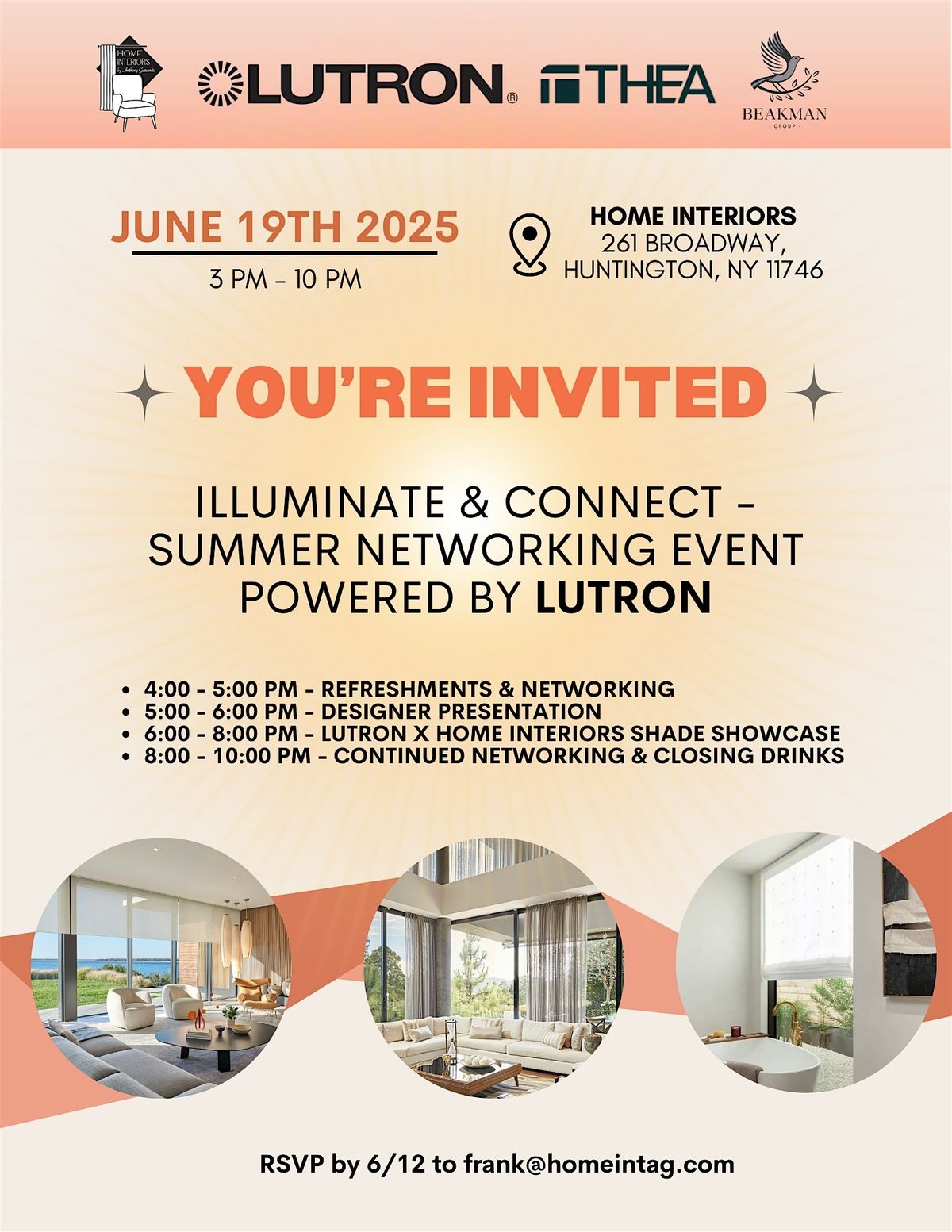 Summer Networking Powered by Lutron. Interior Design., 19 June | Event in Huntington Station | AllEvents