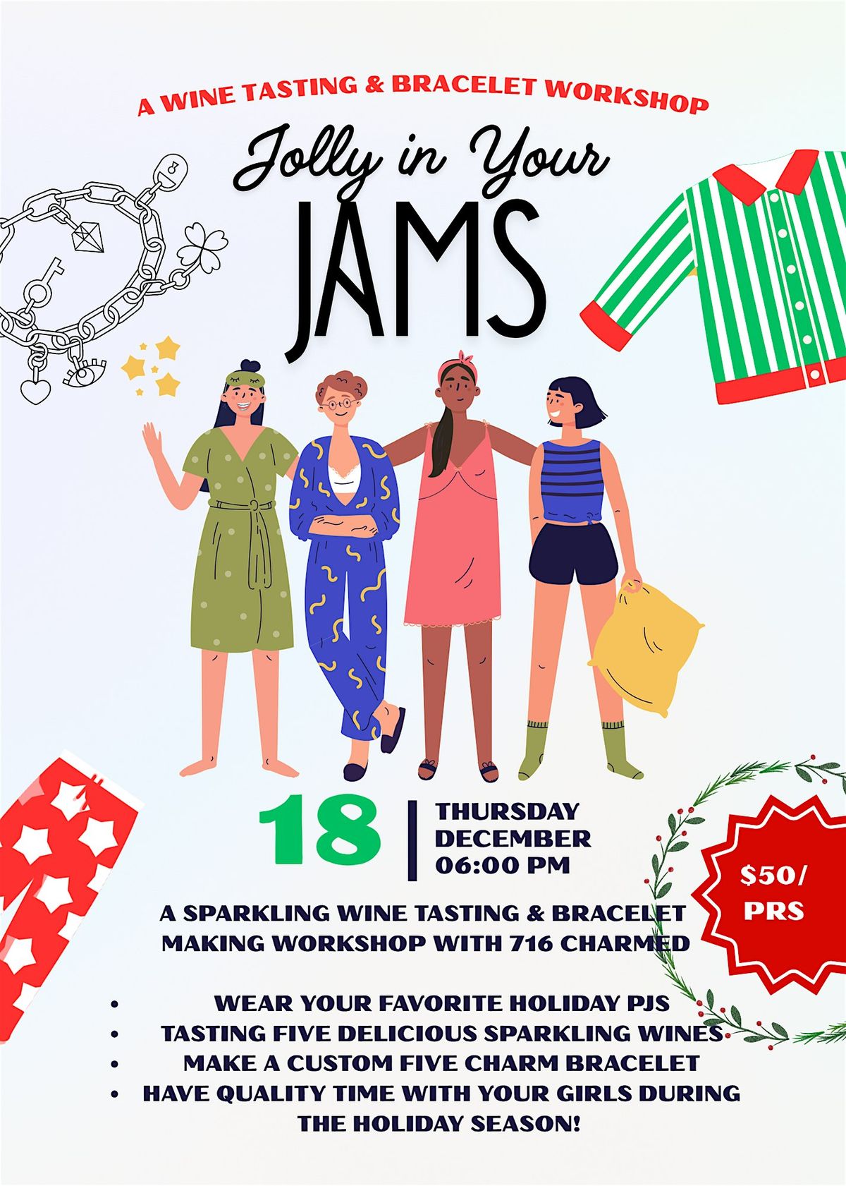 Jolly in Your Jams: a wine tasting & bracelet workshop, 18 December | Event in Hamburg | AllEvents