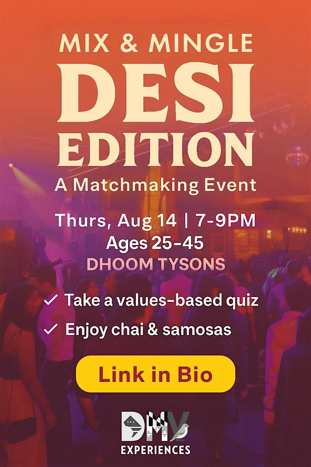 Mix and Mingle: Desi Edition (Ages 25–45) | Summer Singles Social, 14 August | Event in Tysons | AllEvents