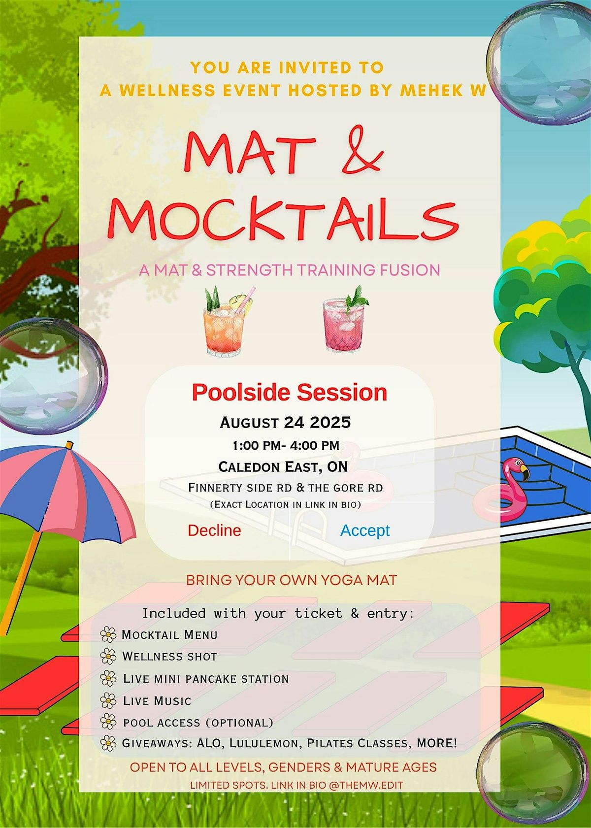 Mat & Mocktails, 24 August | Event in Caledon | AllEvents