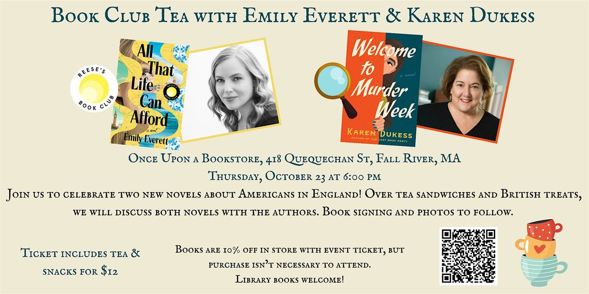 Book Club Tea with Emily Everett & Karen Dukess, 23 October | Event in Fall River | AllEvents