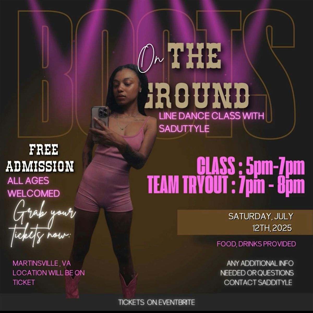BOOTS ON THE GROUND LINE DANCE CLASS W/ SADITTYLE, 12 July | Event in Collinsville | AllEvents
