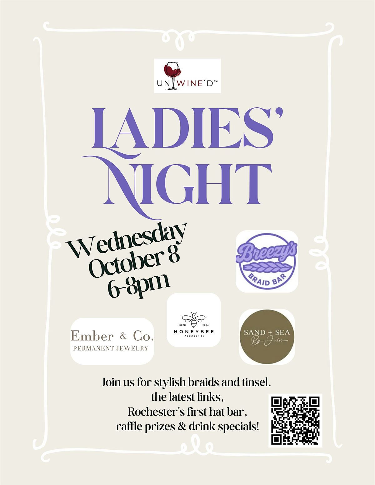 Ladies Night @ Unwine'd - Wednesday, October 8th - 6pm-8pm, 8 October | Event in Rochester | AllEvents