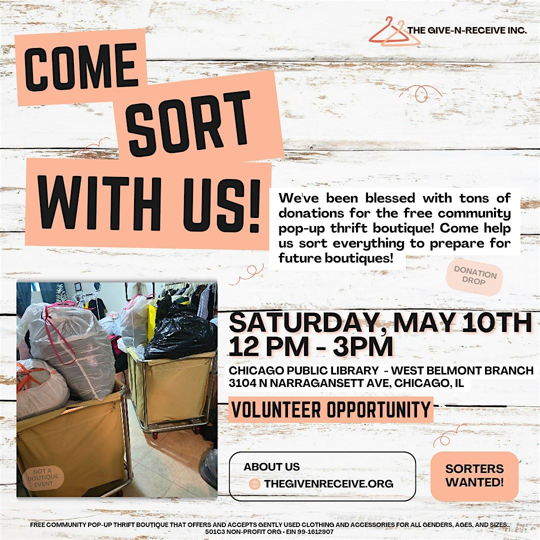 Sorting Social - Volunteer Opportunity!!!, 10 May | Event in Chicago | AllEvents