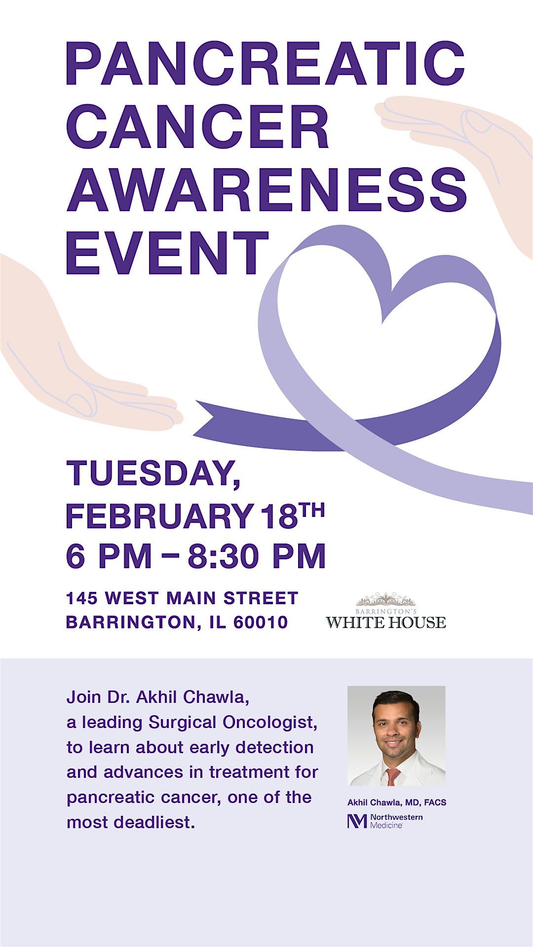 Pancreatic Cancer Awareness Event with Speaker, Dr. Akhil Chawla, 13 May | Event in Barrington | AllEvents