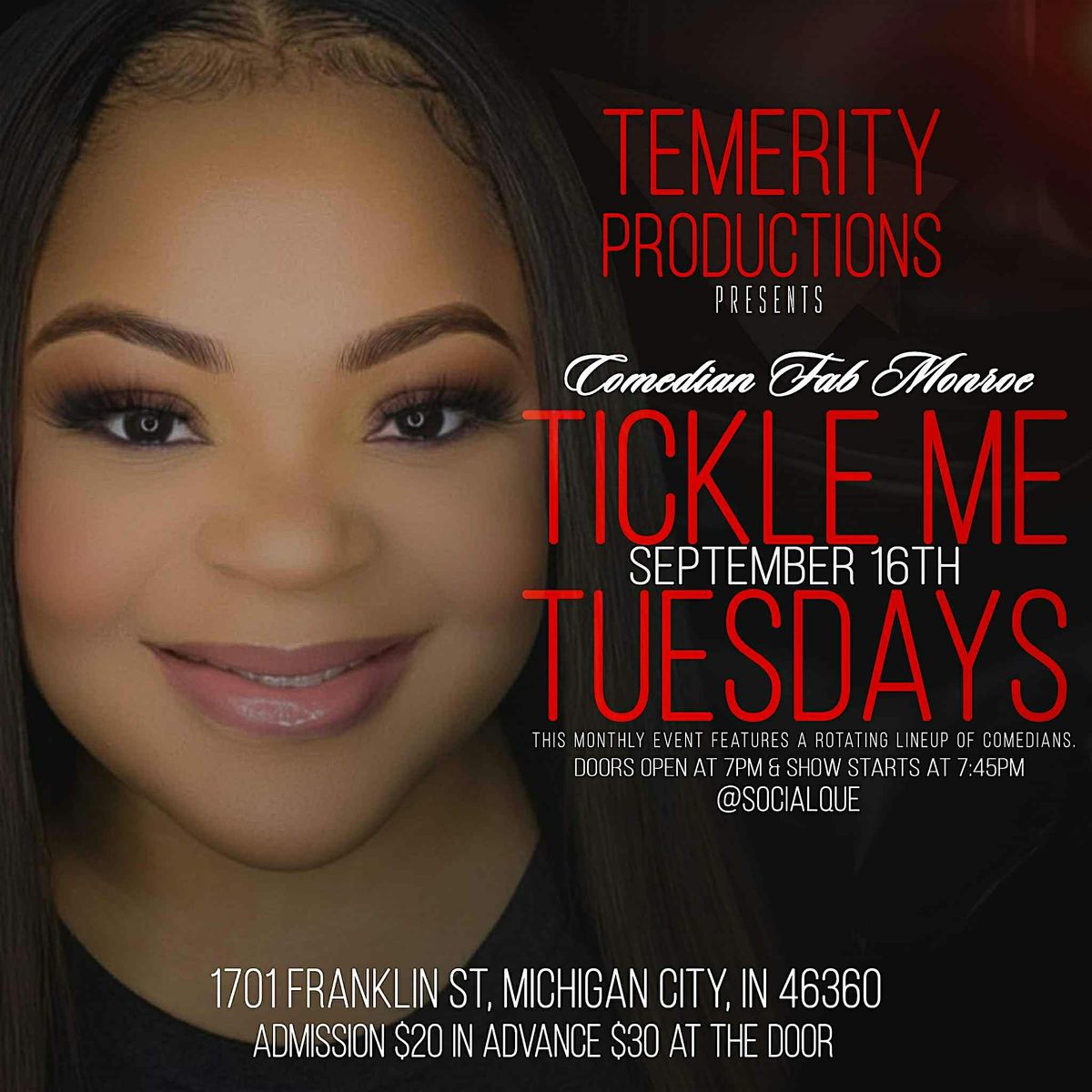 This will  be a smaller more Intimate Comedy Show with Room for only 45, 16 September | Event in Michigan City