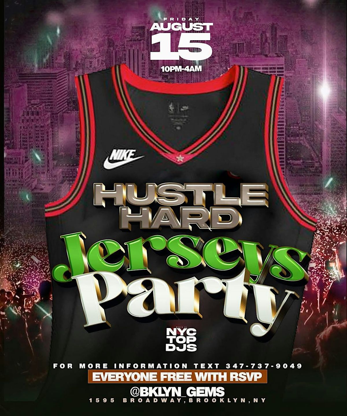 Hustle hard jerseys  party, 15 August | Event in Brooklyn | AllEvents