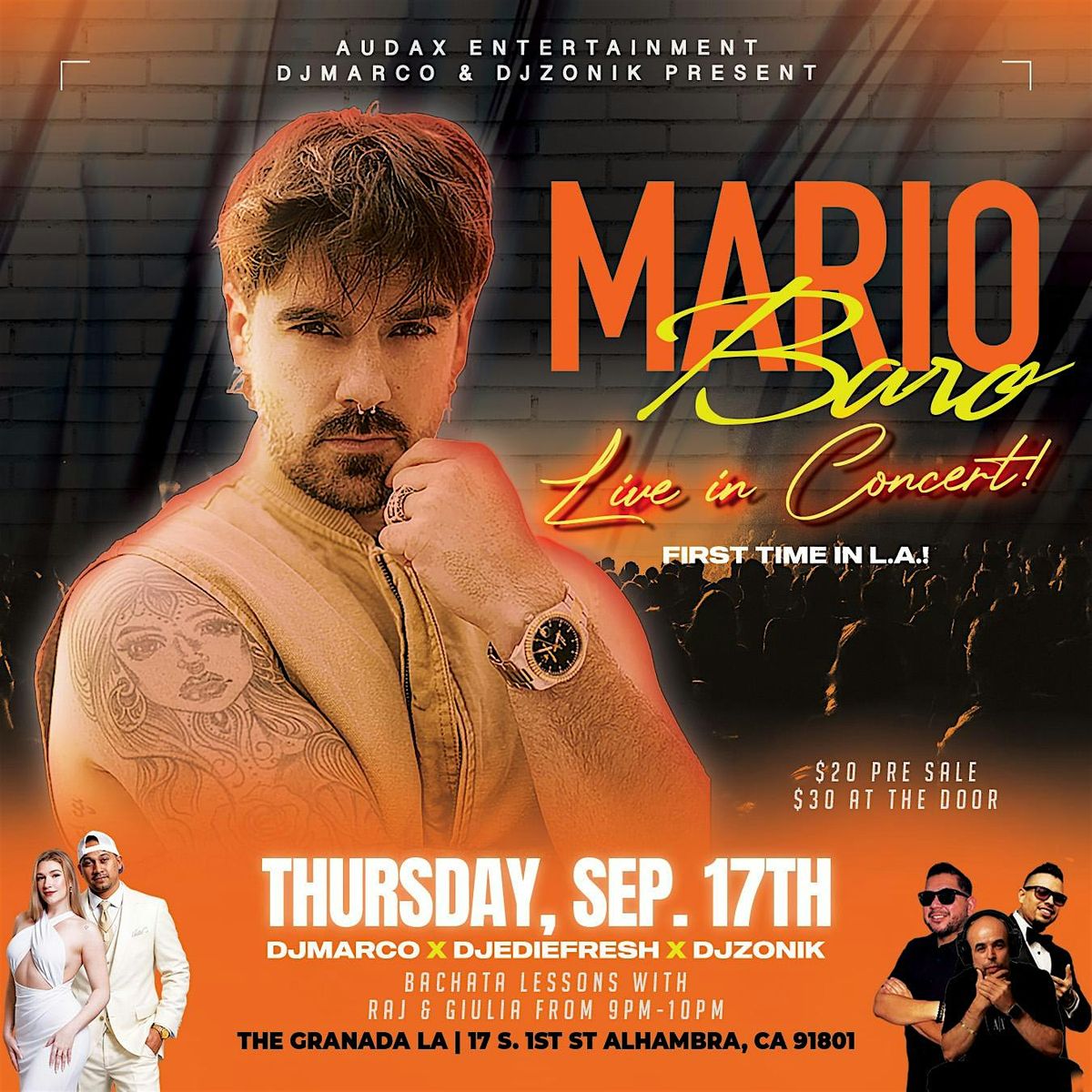Mario Baro Live at The Granada L.A., The Granada LA, Alhambra, 18 ...