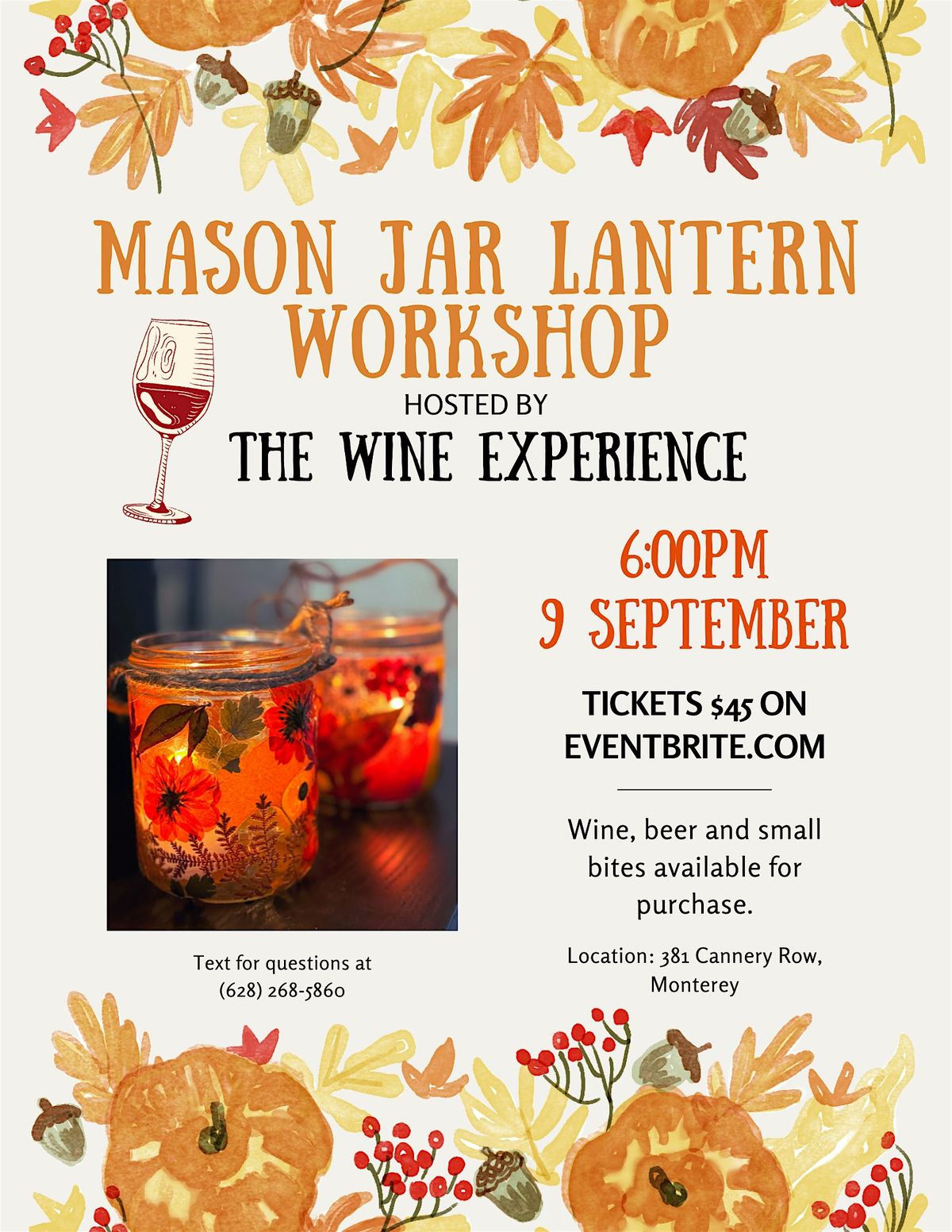 Mason Jar Lantern Workshop, 9 September | Event in Monterey | AllEvents