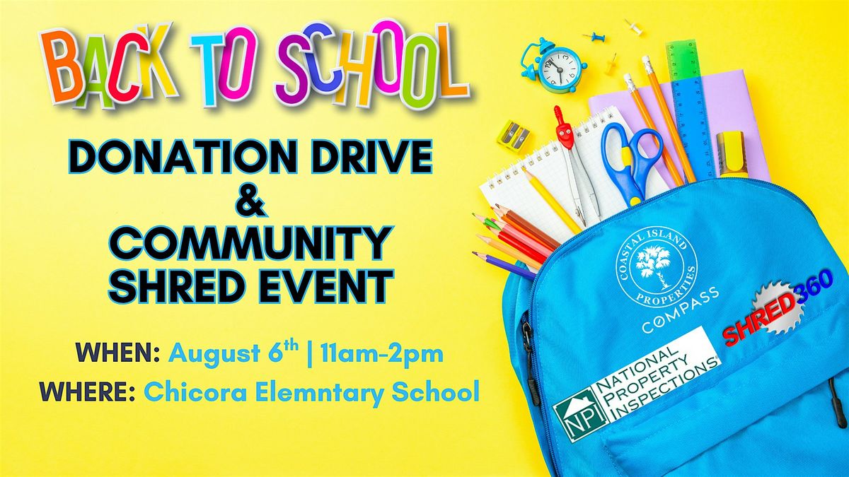 Back to School Donation Drive & Community Shred Event, 6 August | Event in North Charleston | AllEvents