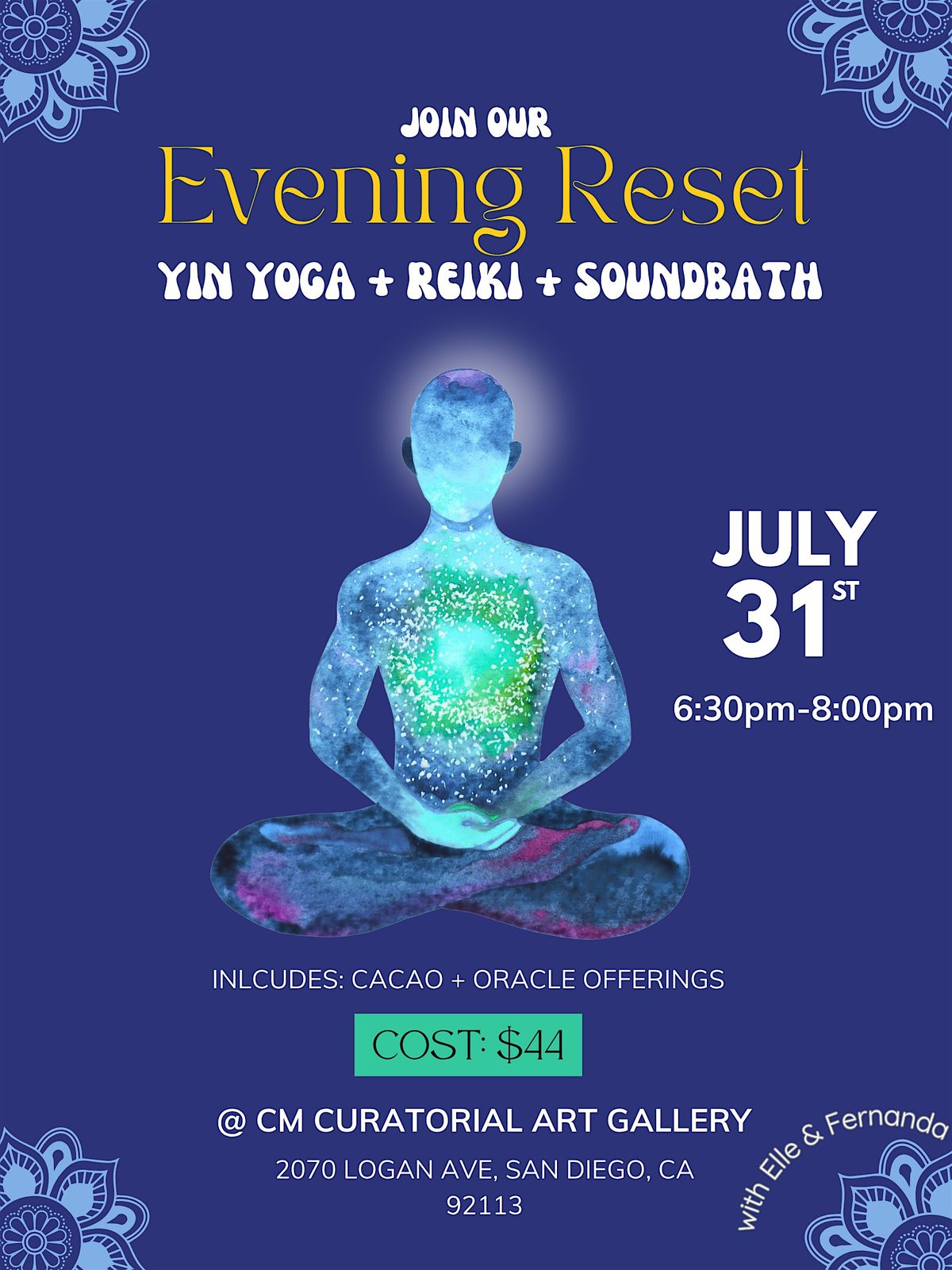 Evening Reset Yin + Reiki + Soundbath, 31 July | Event in San Diego | AllEvents