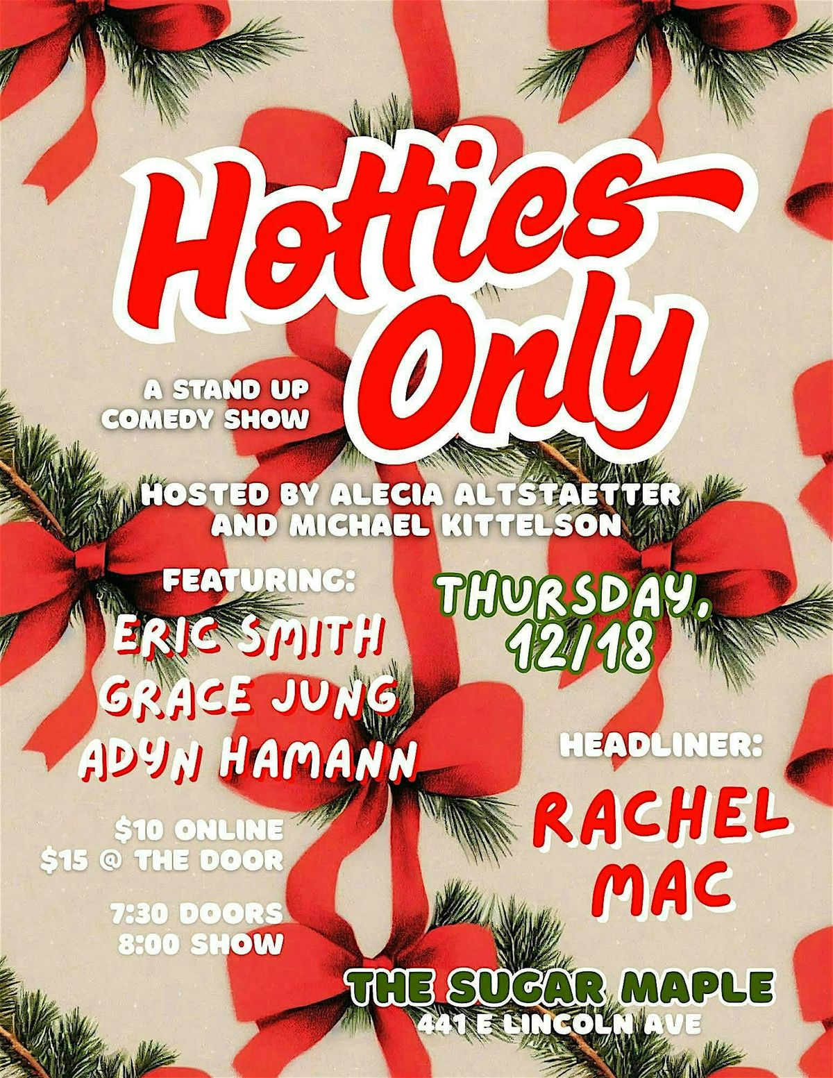 Hotties Only Standup Comedy: Rachel Mac at the Sugar Maple, 18 December | Event in Milwaukee | AllEvents