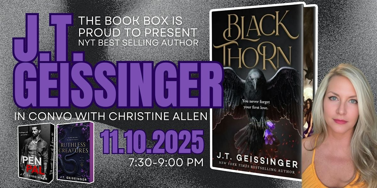 J.T. GEISSINGER - Blackthorn Release, 10 November | Event in Draper | AllEvents