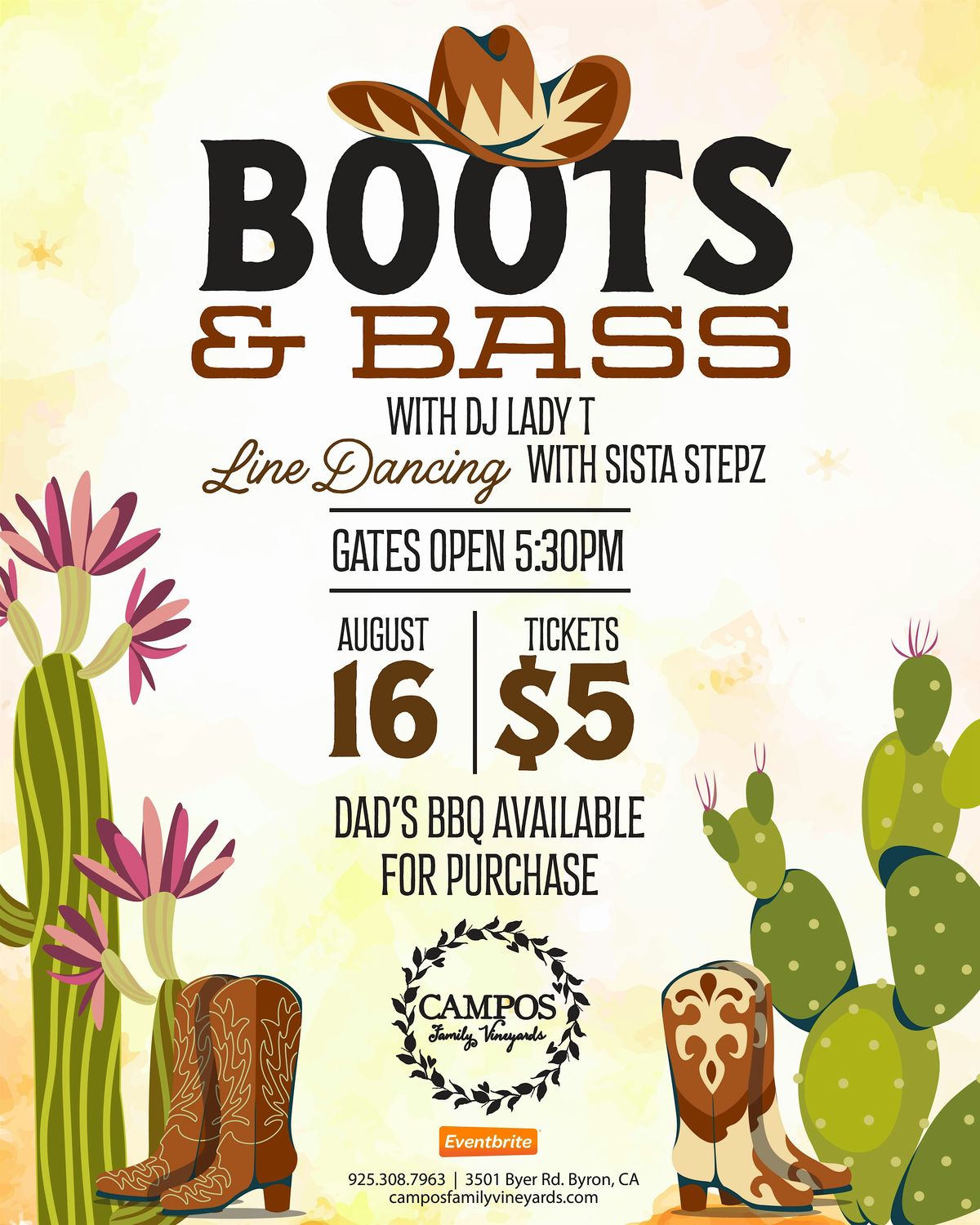 Boots & Bass Line Dance Party - 8/16, 16 August | Event in Byron | AllEvents