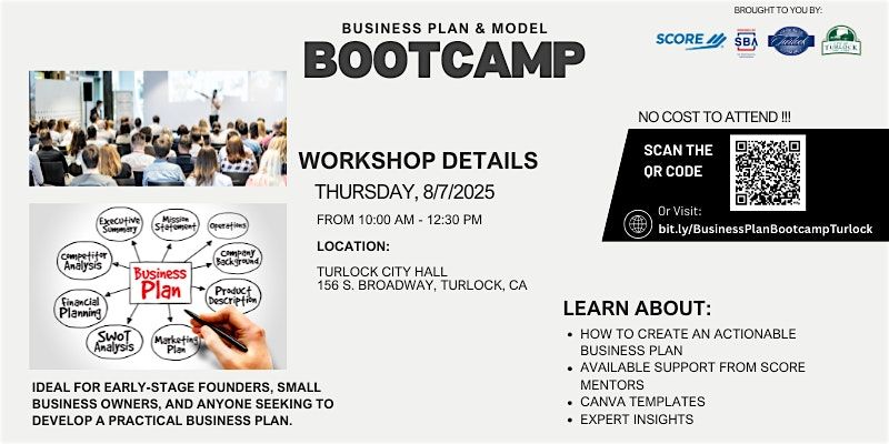 Business Plan & Model Bootcamp, 7 August | Event in Turlock | AllEvents