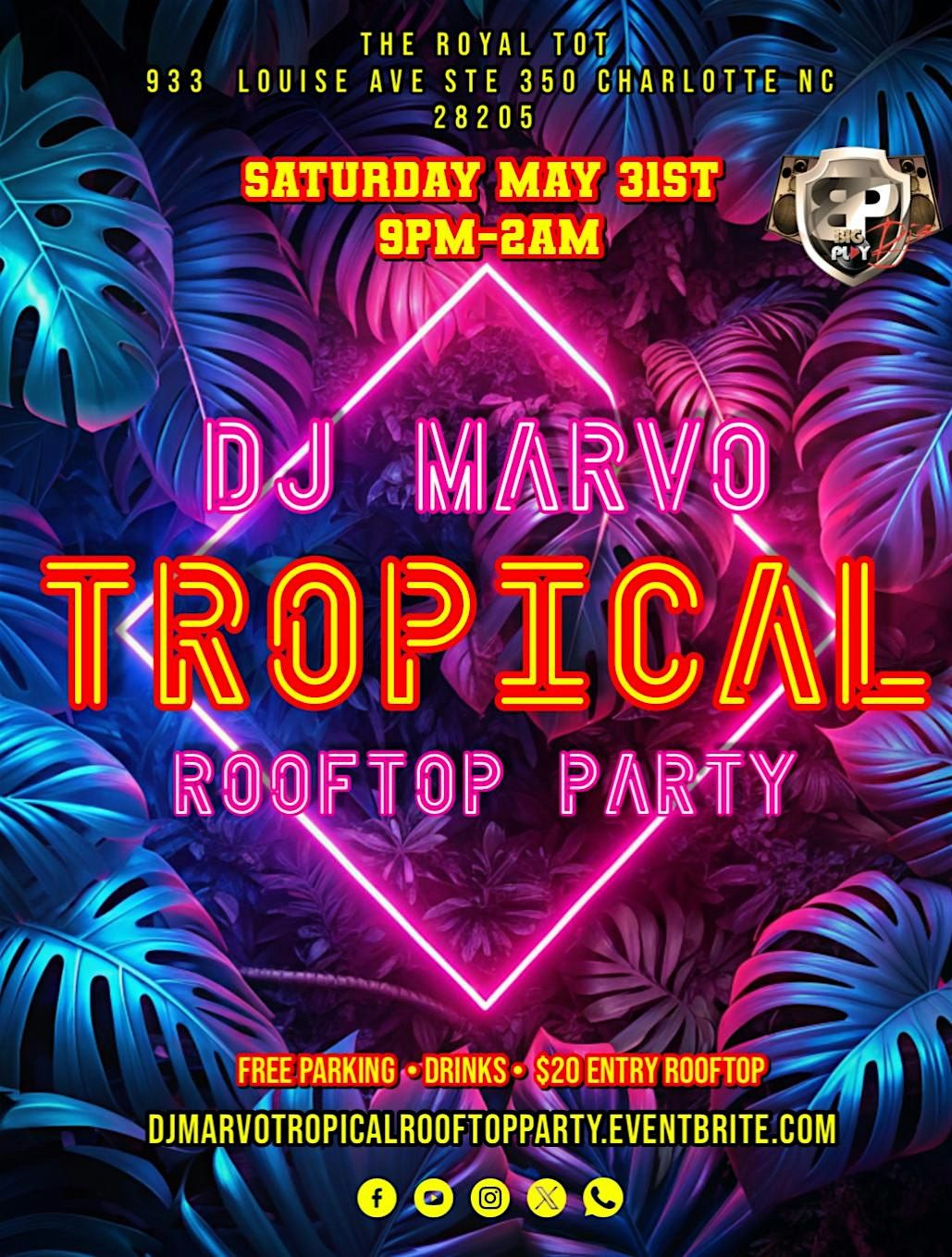 DJ MARVO TROPICAL ROOFTOP PARTY, 31 May | Event in Charlotte | AllEvents