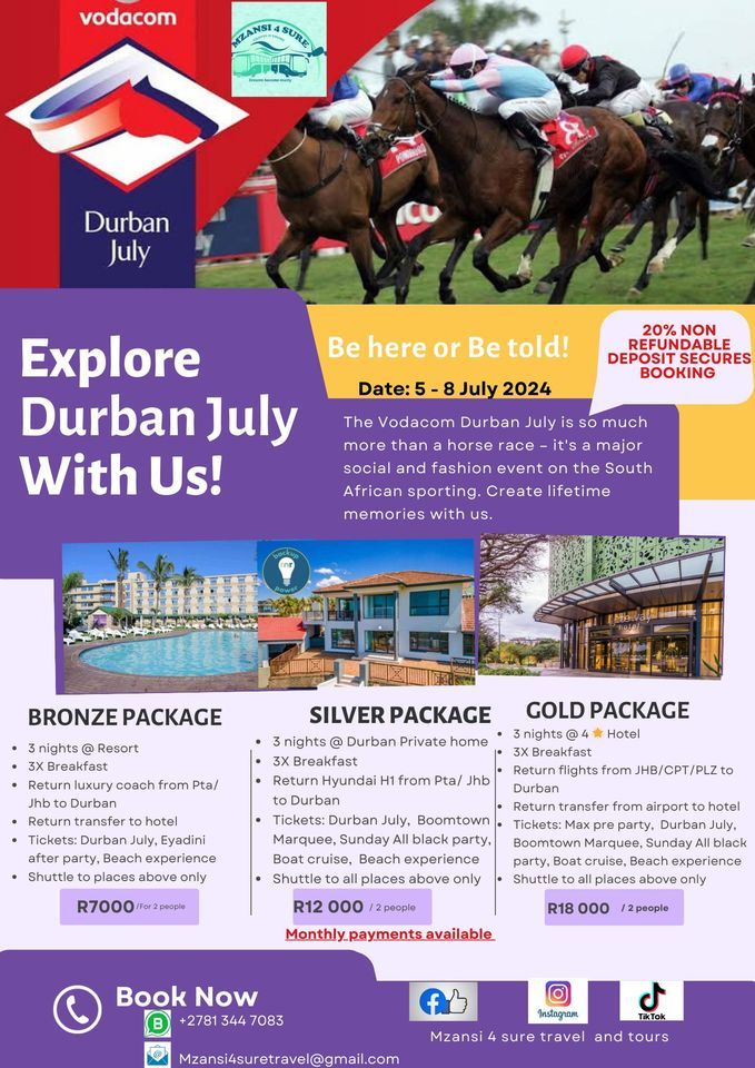 Durban July Package 2025 Tickets, Durban July Greyville Race