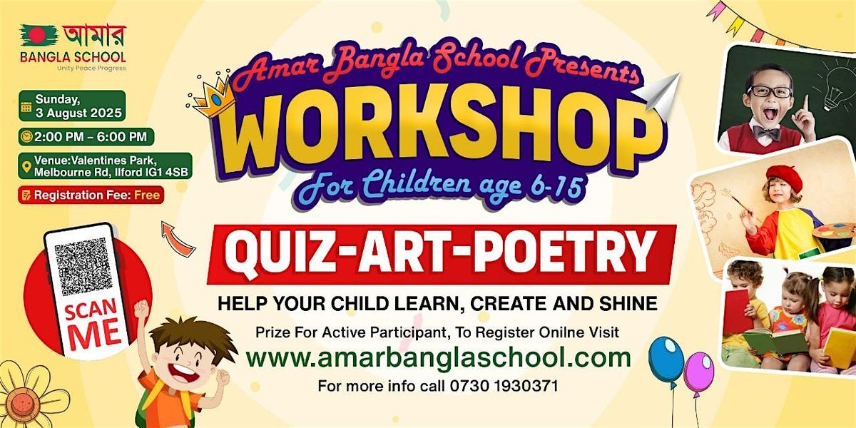 Amar Bangla School Presents Quiz, Art & Poetry – A Language Adventure!, 3 August | Event in Ilford | AllEvents