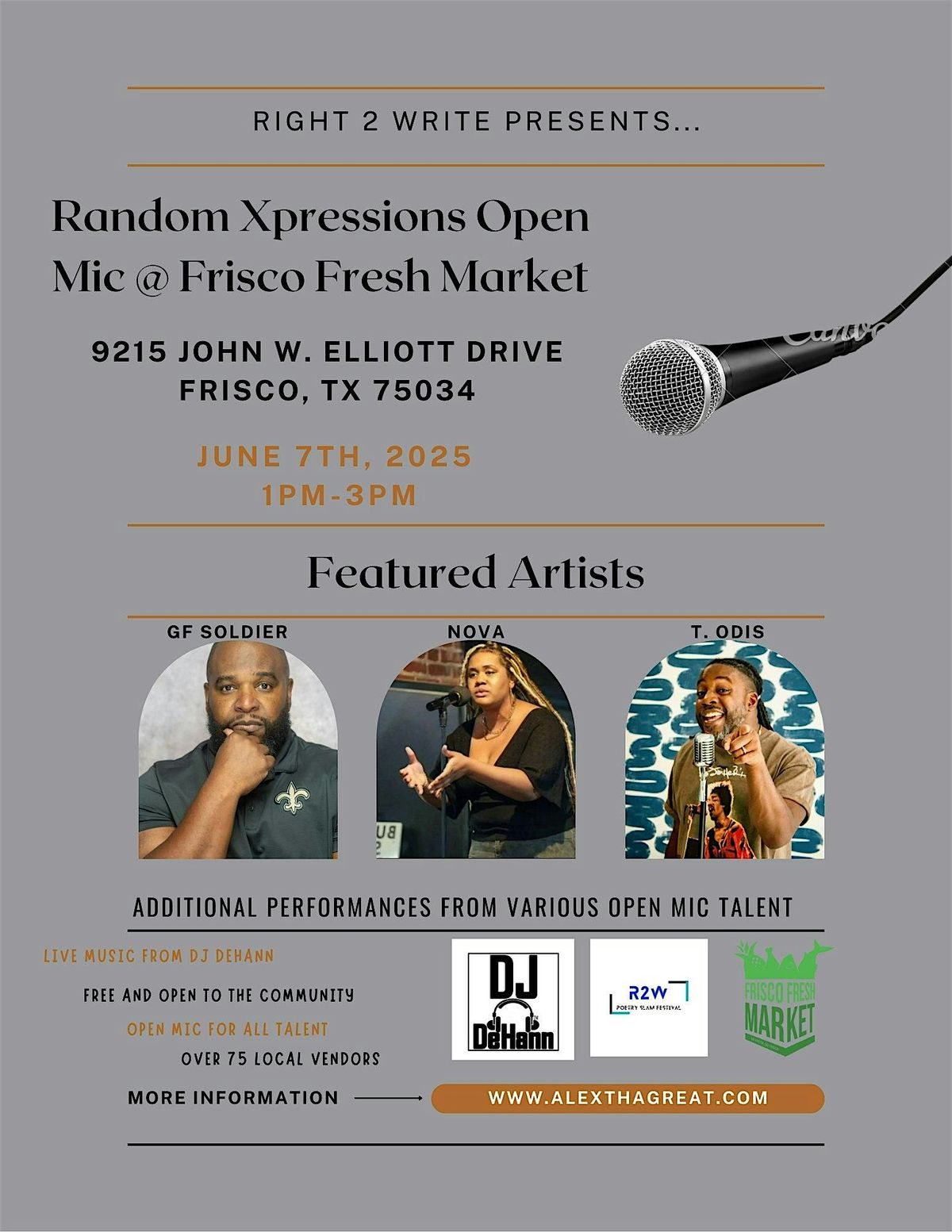 R2W presents RX Open Mic at Frisco Fresh Market, 7 June | Event in Frisco | AllEvents