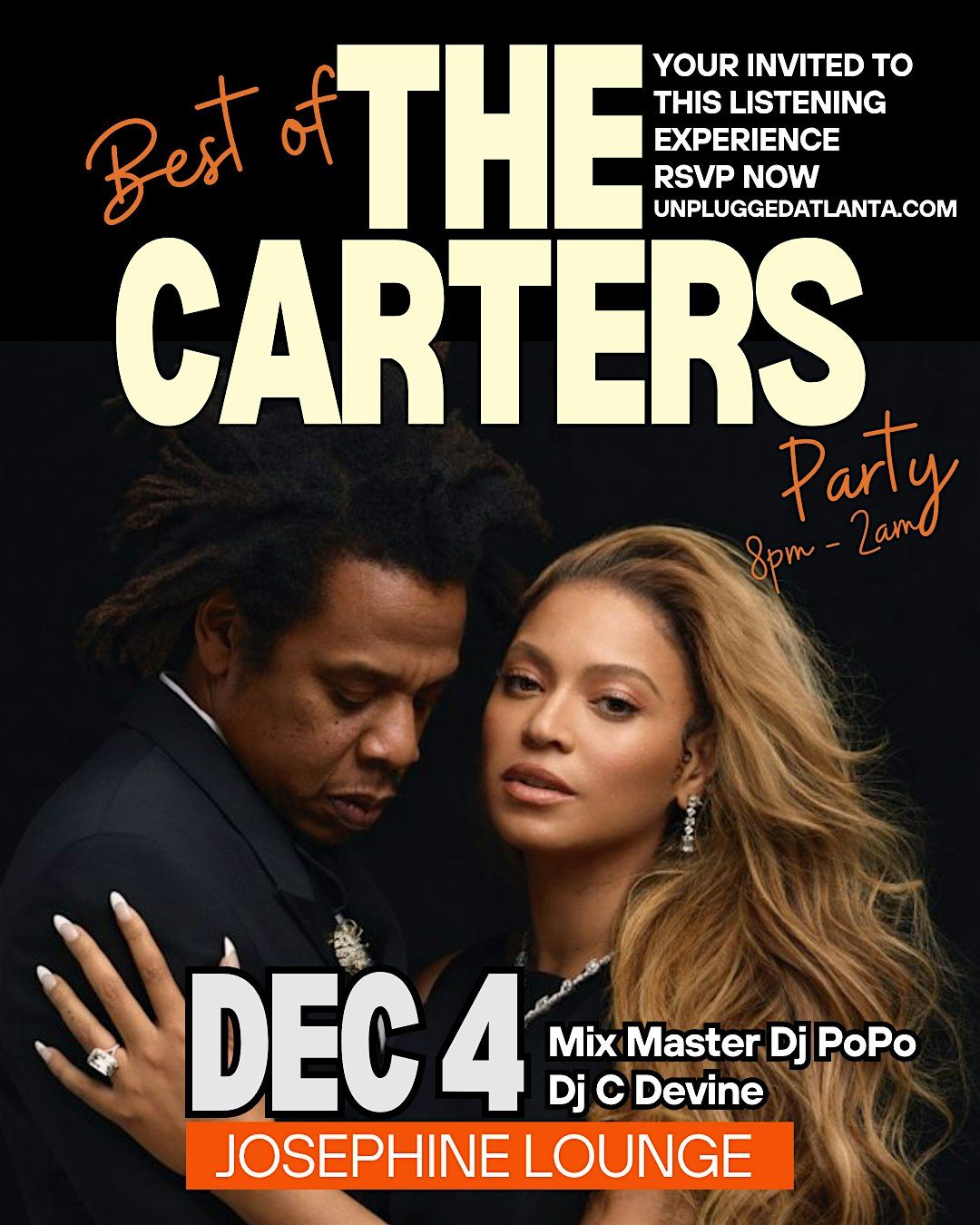 THE CARTERS: THE BEST OF JAY Z & BEYONCE LISTENING PARTY THUR DEC 4, 4 December | Event in Atlanta | AllEvents