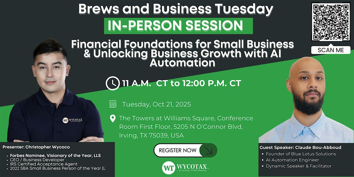 Financial Foundations for Small Business & Business Growth with AI Auto, 21 October | Event in Irving