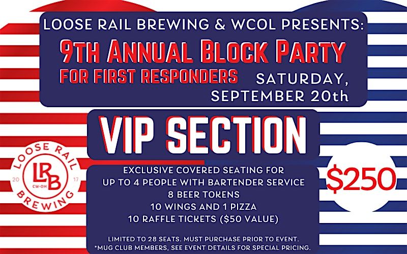 VIP Section for 9th Annual First Responder Block Party Fundraiser, 20 September | Event in Canal Winchester