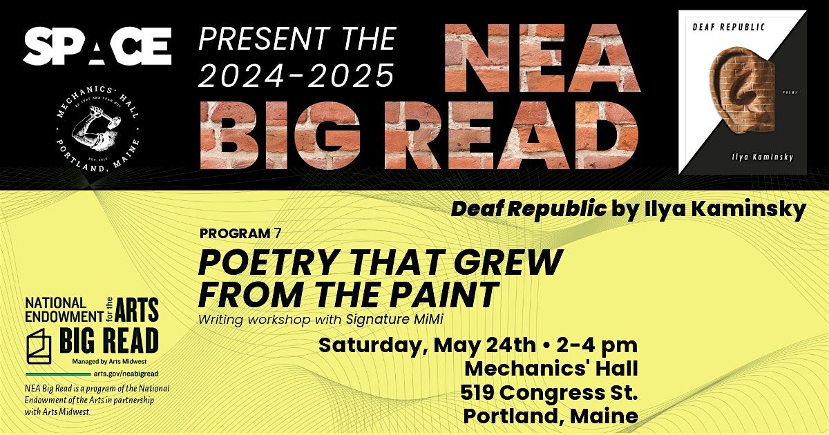 NEA Big Read | Poetry That Grew from the Paint: Workshop w/Signature MiMi, 24 May | Event in Portland | AllEvents