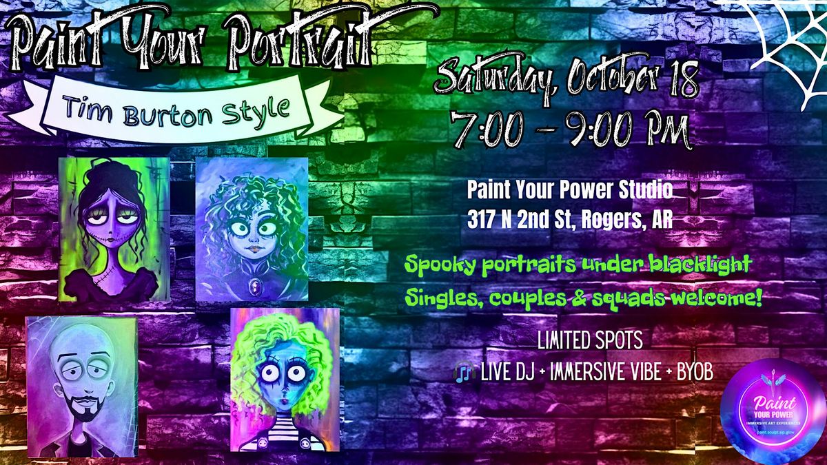 Paint Your Portrait: Tim Burton Style  (1 for $35 | 2 for $60), 18 October | Event in Rogers | AllEvents