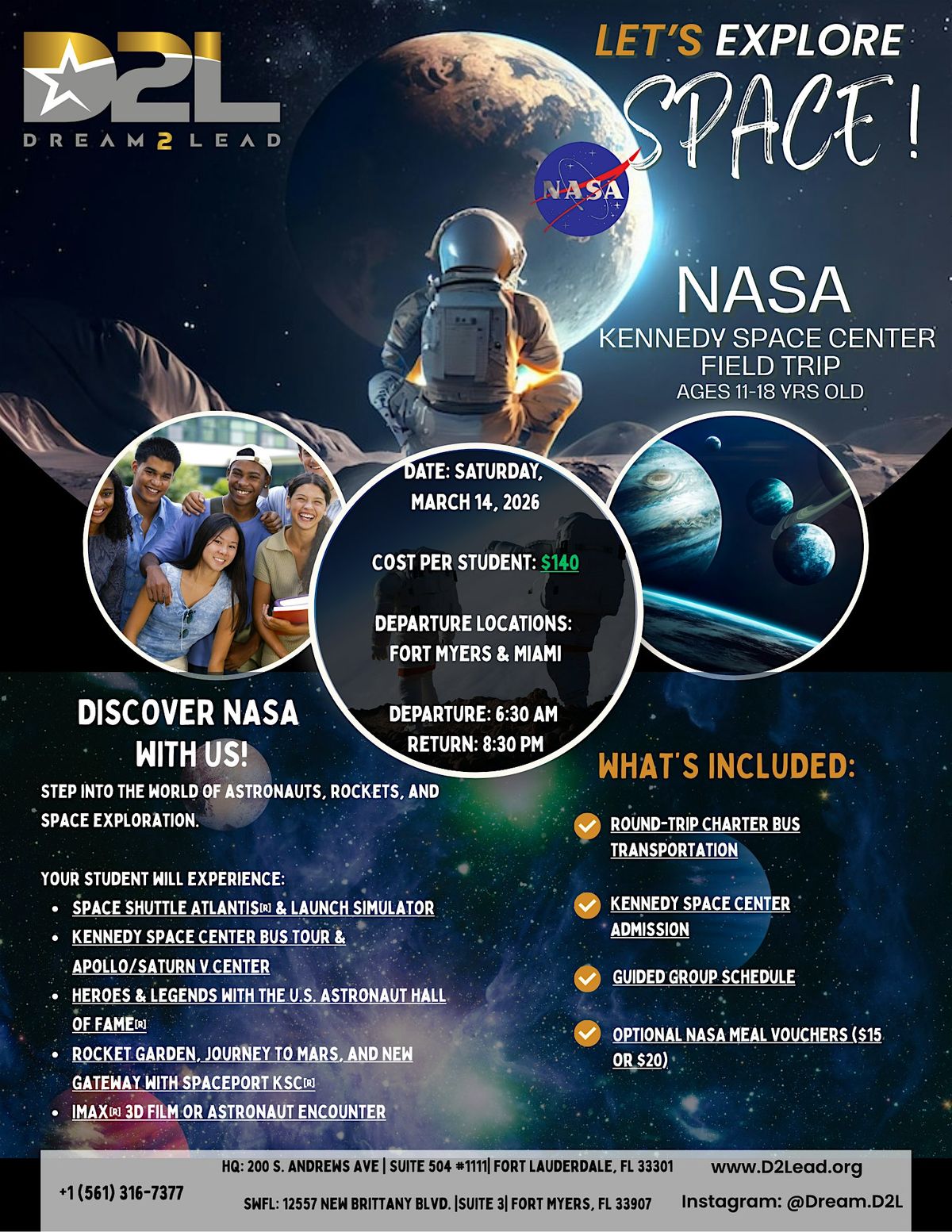 LET’S EXPLORE SPACE! – NASA Kennedy Space Center Field Trip (Ages 11–18), 14 March | Event in Merritt Island