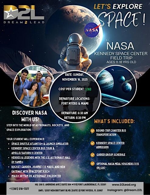 LET’S EXPLORE SPACE! – NASA Kennedy Space Center Field Trip (Ages 11–18), 16 November | Event in Merritt Island