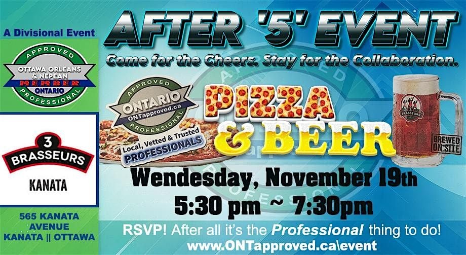 OON Division After 5: Pizza + Beer + Business, 19 November | Event in Ottawa | AllEvents