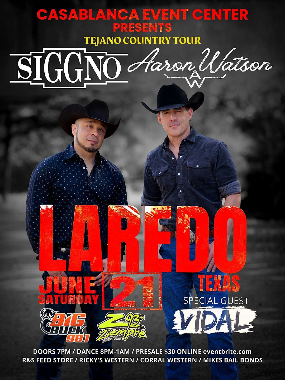 Tejano Country Tour with Grupo Siggno and Aaron Watson, 21 June | Event in Laredo | AllEvents