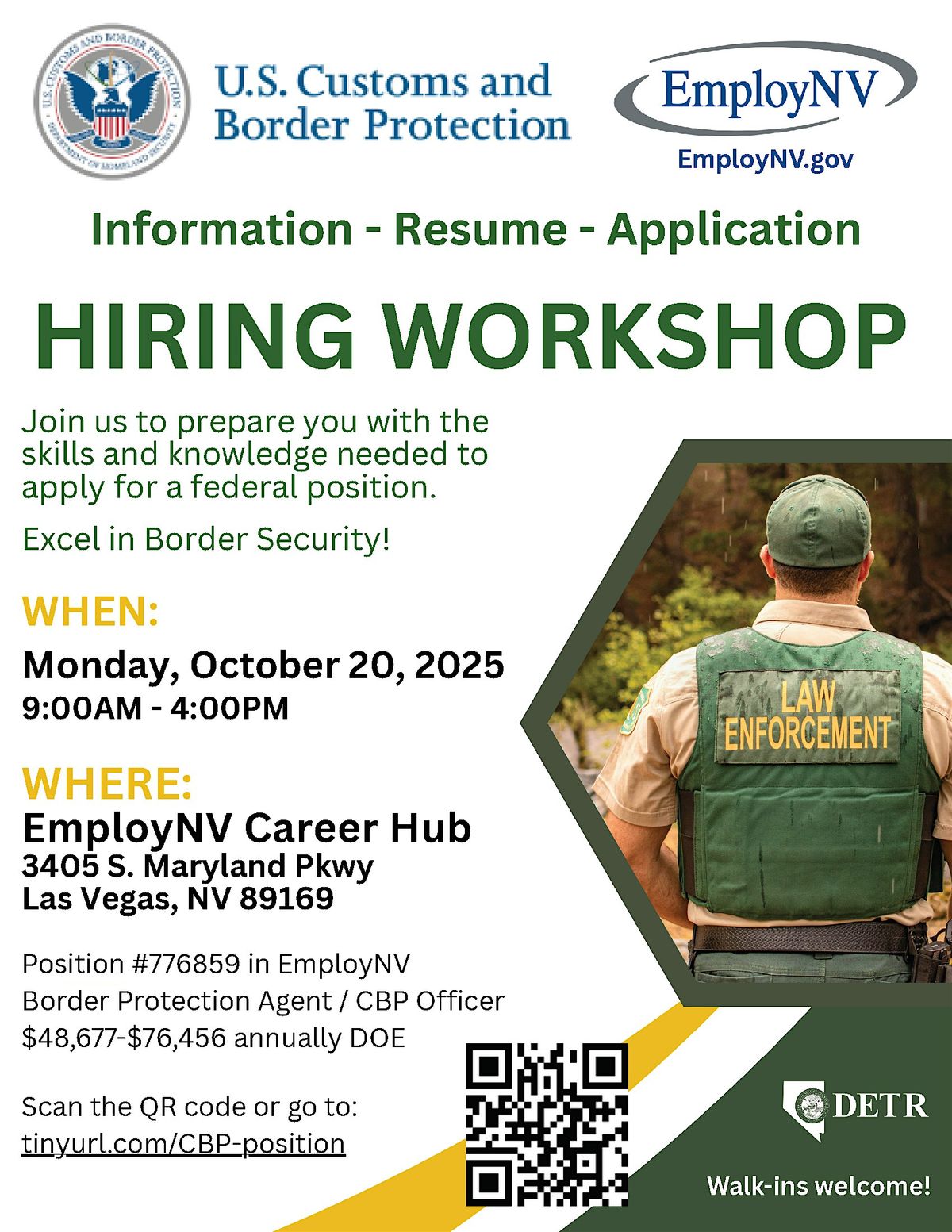 U.S. Customs & Border Protection Hiring Workshop, 20 October | Event in Las Vegas | AllEvents