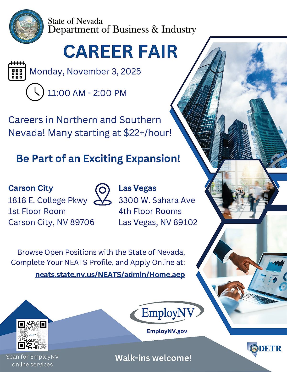 State of Nevada Dept. of Business & Industry Career Fair, 3 November | Event in Carson City | AllEvents