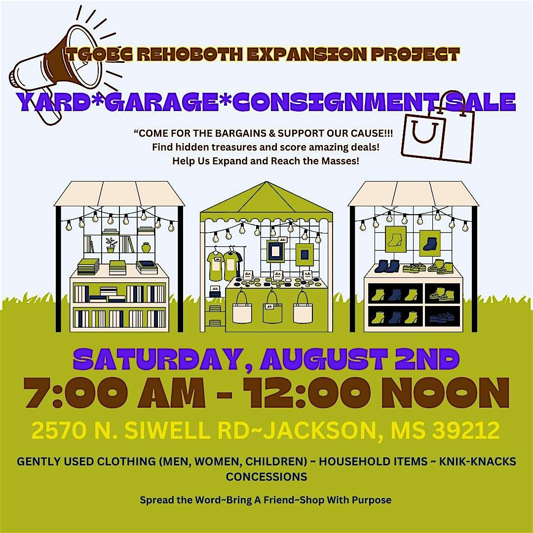 TGOBC REHOBOTH EXPANSION PROJECT ~ YARD * GARAGE * CONSIGNMENT  SALE, 2 August | Event in Jackson | AllEvents