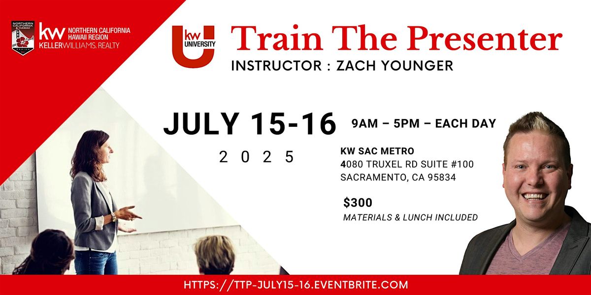 Train The Presenter with Zach Younger, 15 July | Event in Sacramento | AllEvents