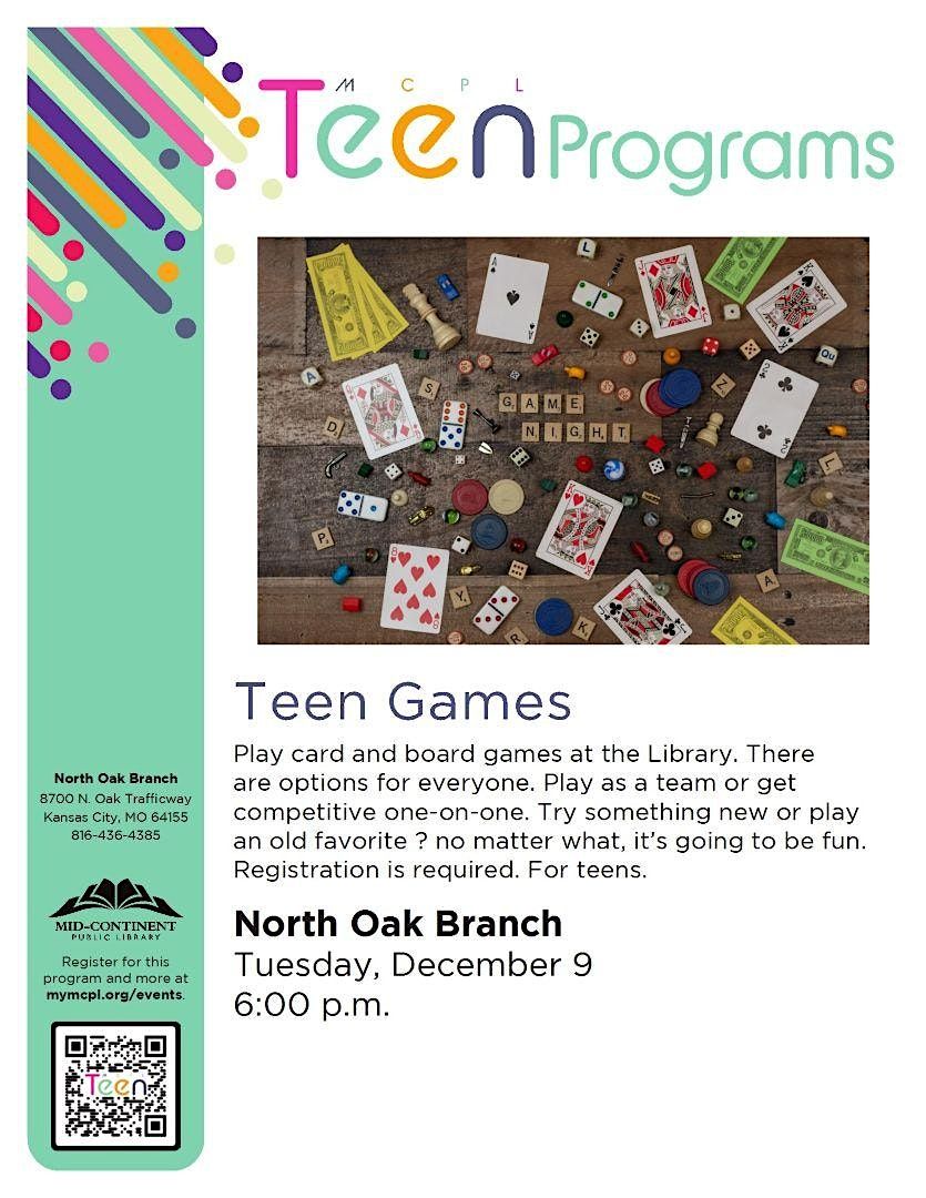 Teen Games: Video Games, 9 December | Event in Kansas City | AllEvents