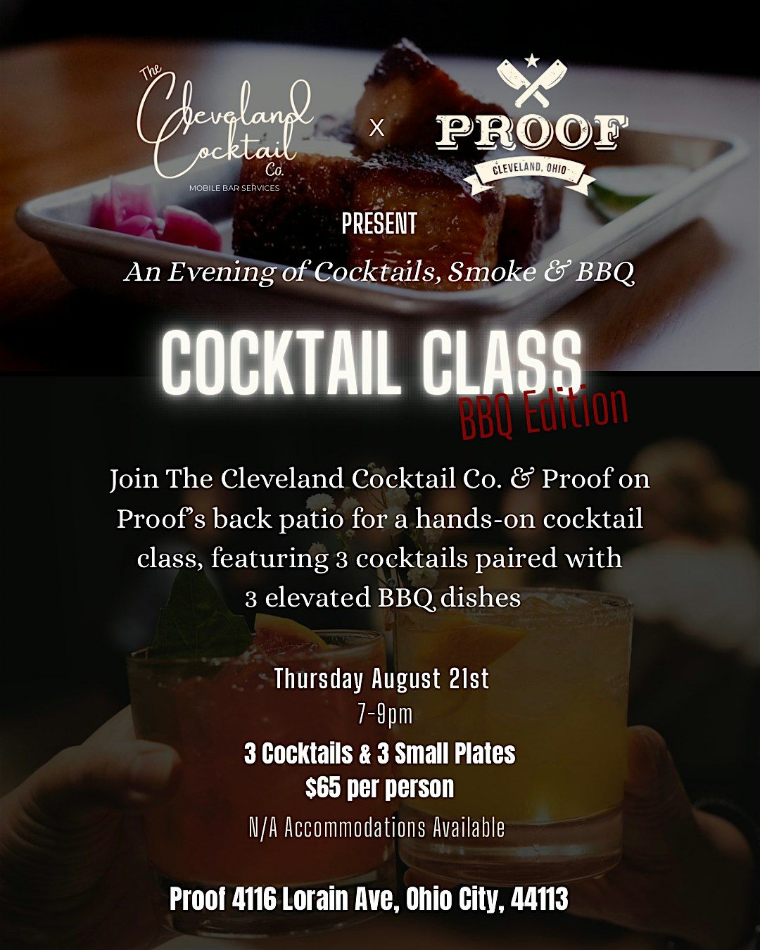 Interactive Cocktail Class & BBQ Tasting, 21 August | Event in Cleveland | AllEvents